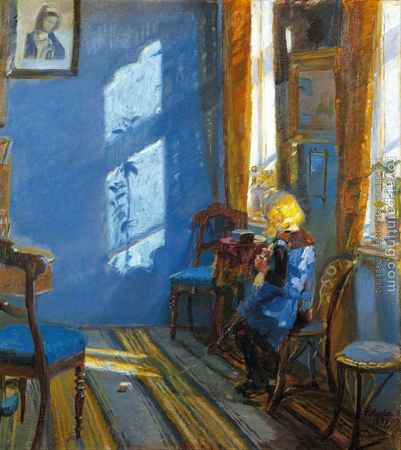 Anna Ancher : Sunlight in the blue room